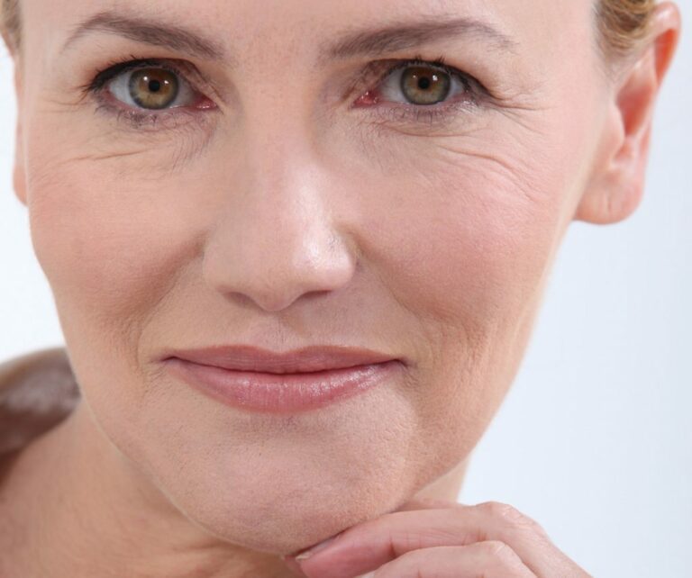 beauty injections into beautiful face. smoothing of mimic wrinkles